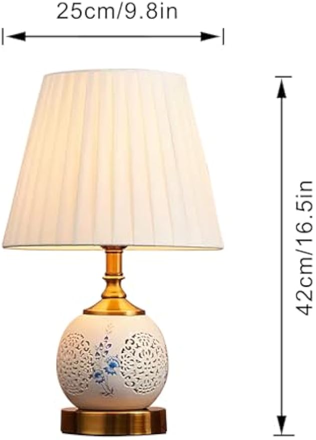 Kiven Cordless Table Lamp, Dimmable Ceramic Bedside Lamps for Nightstand with Fabric Lampshade, Modern Rechargeable Desk Lamp for Reading Home Decor Bedside,Set of 2(TC215)