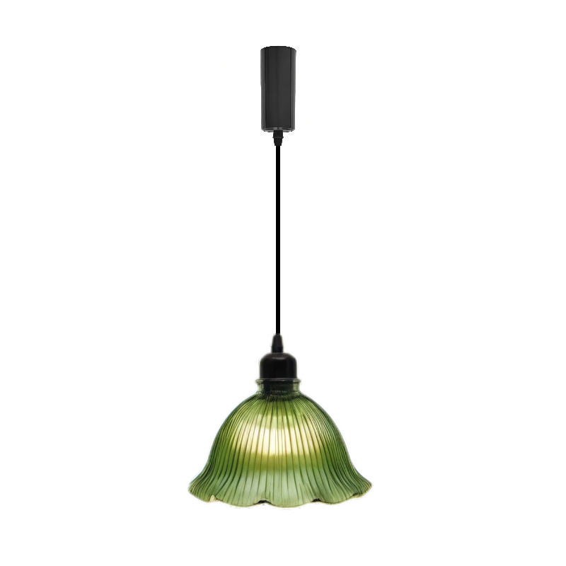 Kiven Retro H Track Pendant Light, Nordic Vintage American Farmhouse Industrial Green Glass Shade, for Cafe Bar Restaurant Hallway Lighting