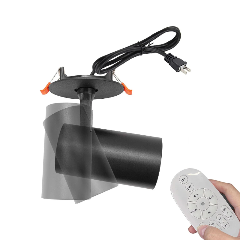 Kiven Recessed LED Ceiling Spotlight, Black Ceiling Spotlighting Remote Control with Stepless dimming, Color Changing Adjustable Mini Lights with Plug in Cord for Art Picture Light,1 Light IP65