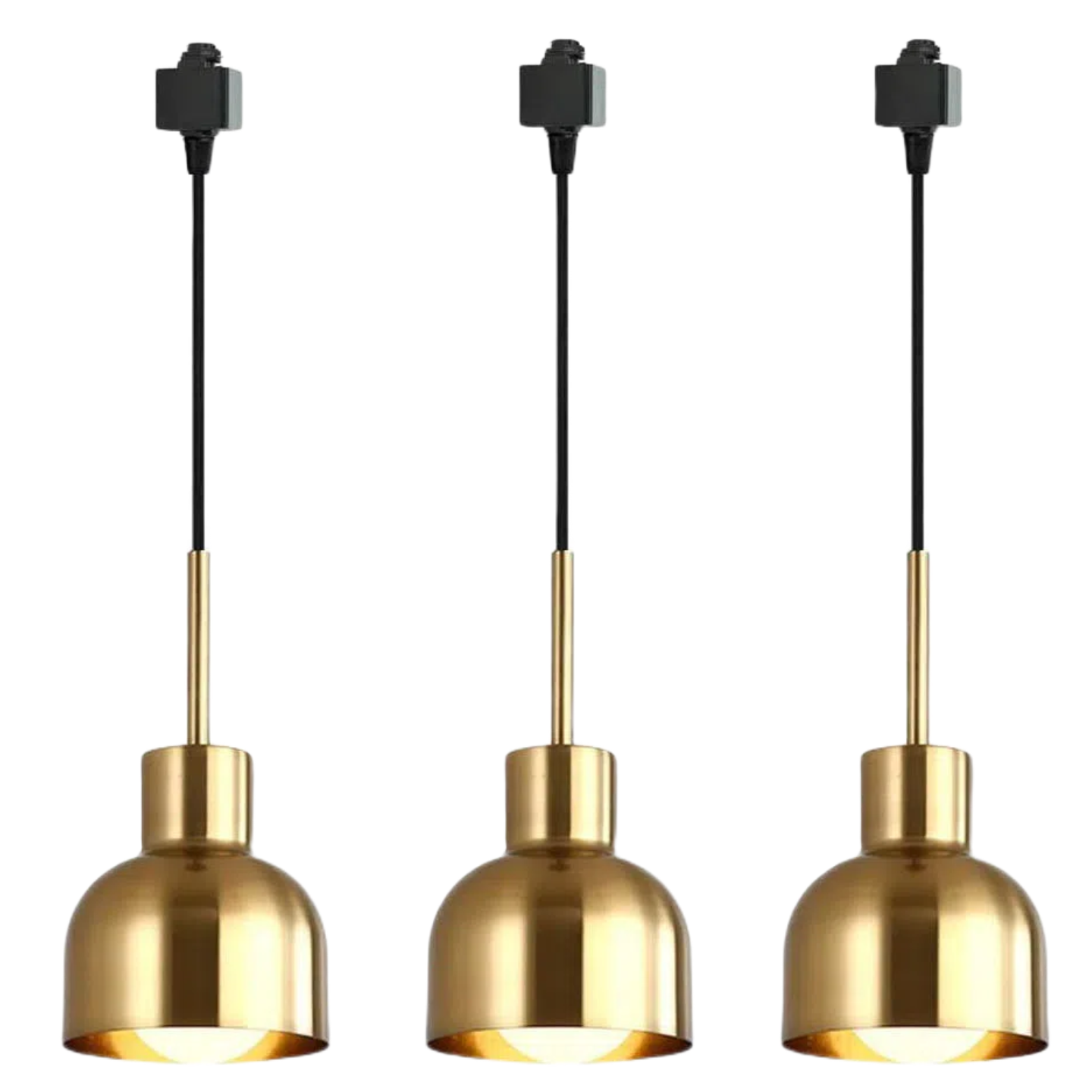 Kiven Brass Plating Industrial Pendant Light H-Type Track Light Pendants 5 ft Cord Iron Dome Track Light  Decorate for Pendant Lights for Kitchen 3-Lights Customizable
