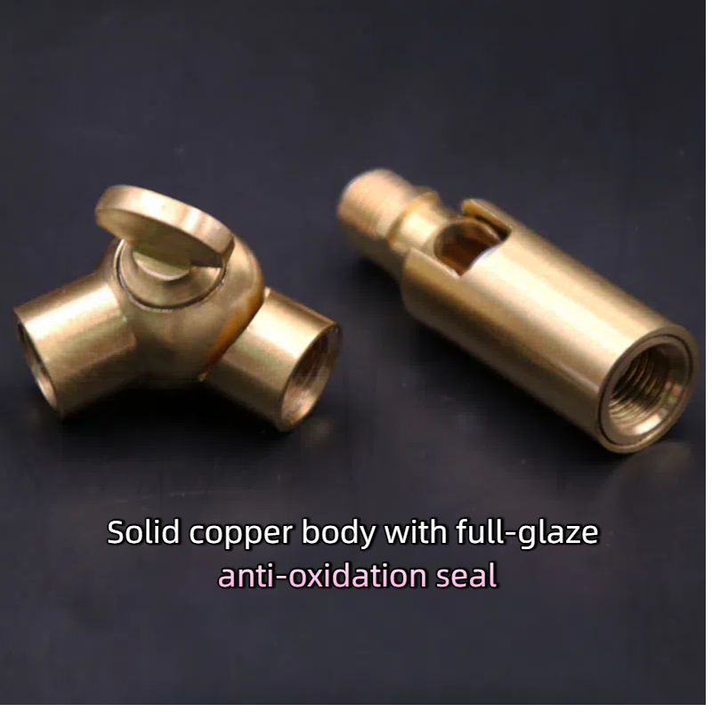 4-Pack Solid Copper Swivel Connectors for Adjustable Table, Wall & Floor Lamp DIY Assembly (Indoor/Outdoor Use)