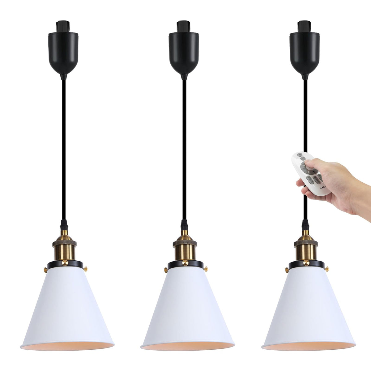 Kiven H-Type Track Lighting, Modern Halo Track Pendant Light with Built-in Cable Wrapper Metal Lampshade, Dimmable H Track Light Pedant Adjustable Length for Bedroom Kitchen Shop, Silver Finish