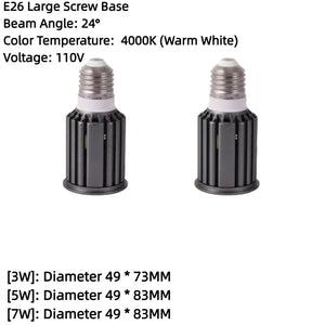 Kiven Honeycomb LED Concentrated Beam Spotlight, E26 Screw Base Anti-Glare High CRI Lamp Cup,  GU10 110V High-Brightness Bulb
