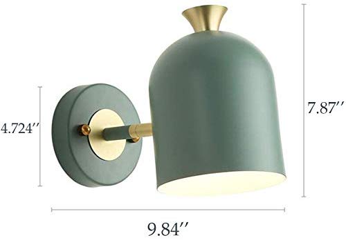Kiven Lighting Mid-century modern wall sconce in green with brass accents. Dimensions: 7.87" H x 9.84" W.