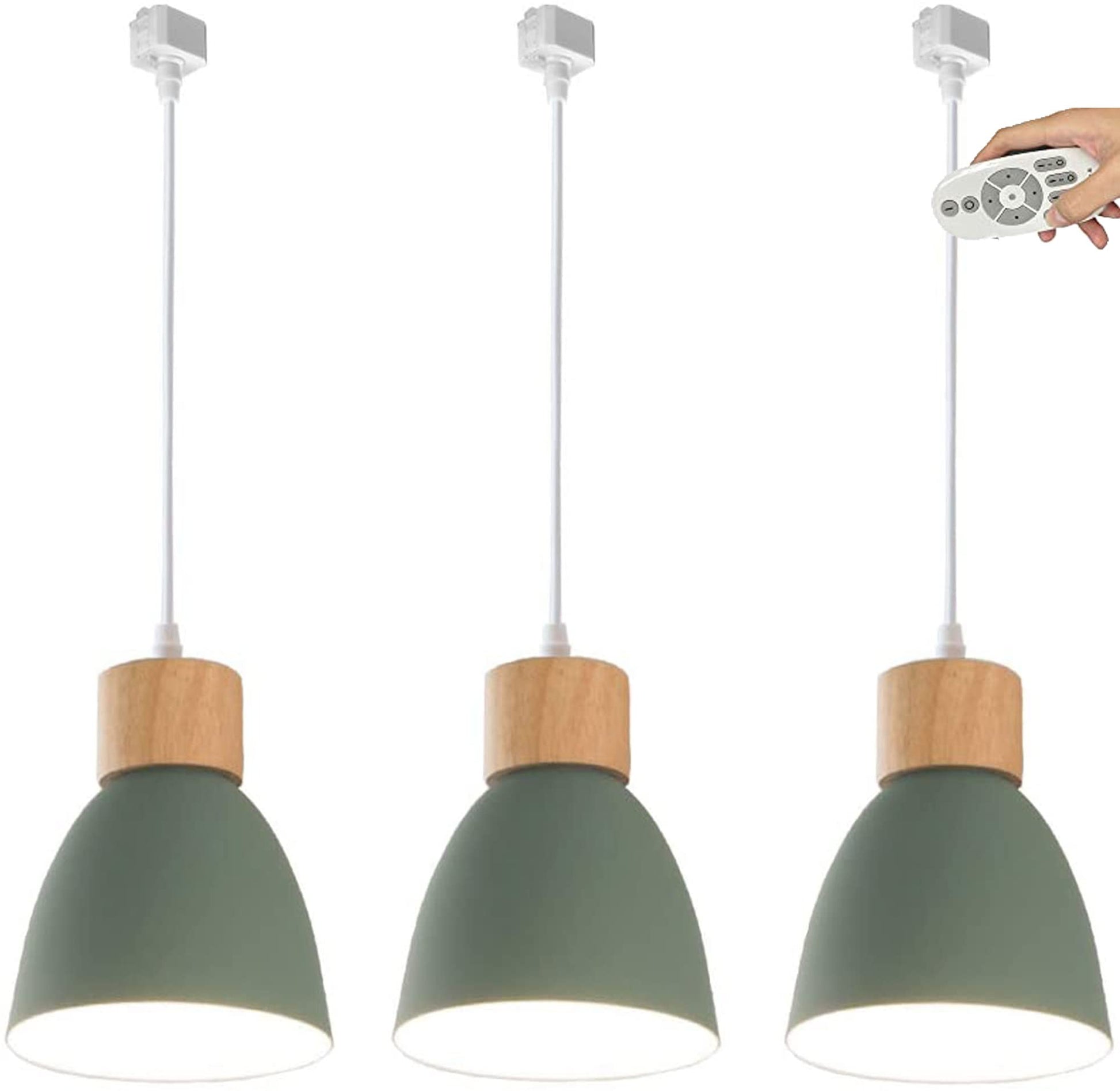 Kiven 3-Lights H-Type Track Pendant Lights, Dimmable Track Mount Pendant Lighting Fixtures White/Blue Macaron Aluminum Shade Adjustable Height