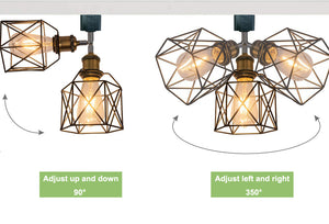 Hollow Cage Metal Shade Track Light Rotatable Tilt Adjustable Accent Lighting Vintage Design