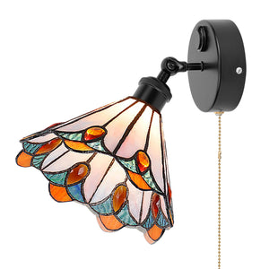 Kiven 12V LED Interior Lights with USB Port,RV Reading Lamp with Pull Chain Switch,4W Tiffany-Style Wall Sconce Adjustable Warm White for RV Caravans Boats, Hard-Wired Surface Mount