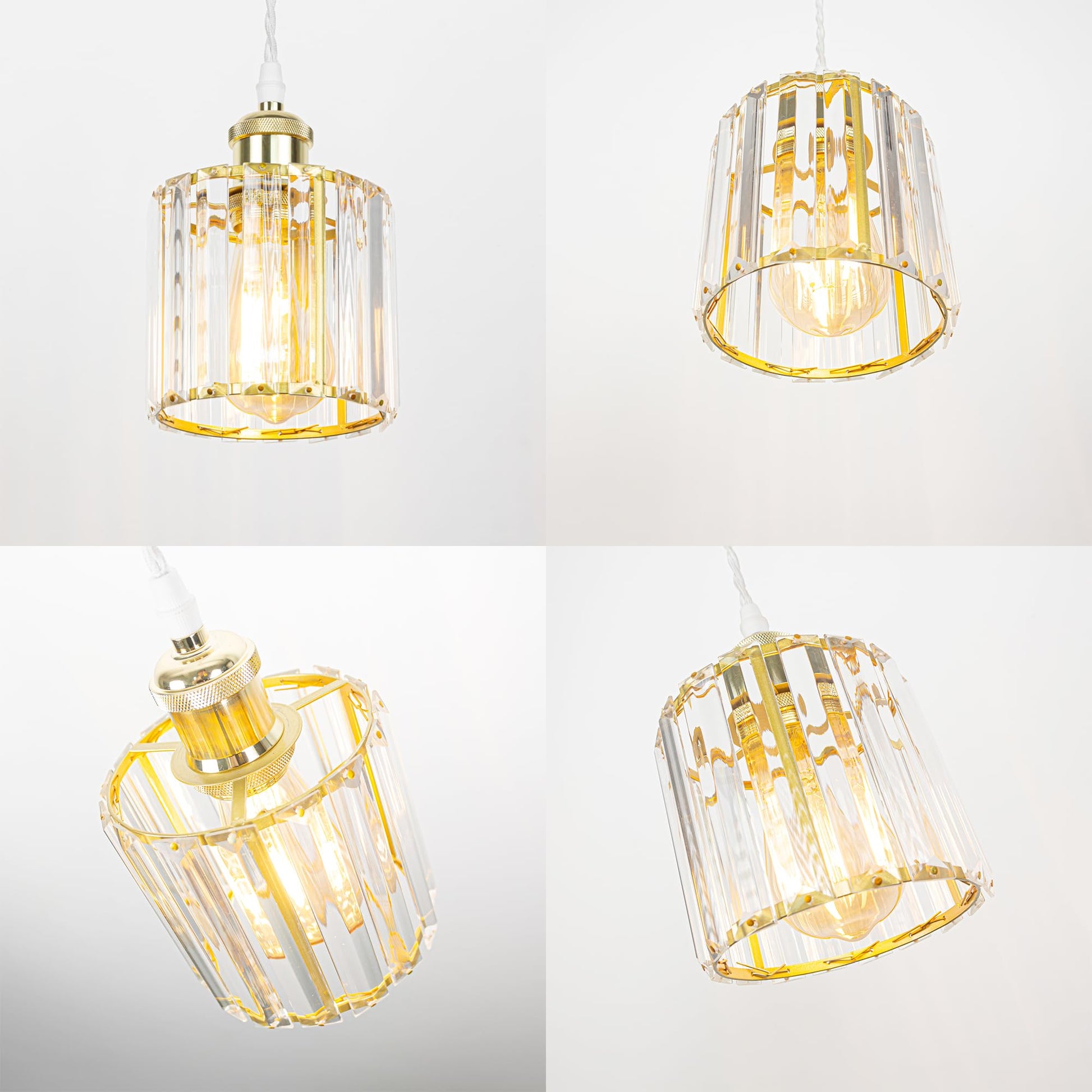 Kiven Can Lights Retrofit Recessed Lighting with E26 Power Outlet Adapter, 4/5/6 Inch 3-Light Replacement Conversion Kit, Farmhouse Crystal Pendant Lighting for Bedroom Hallway Kitchen, Black Finish