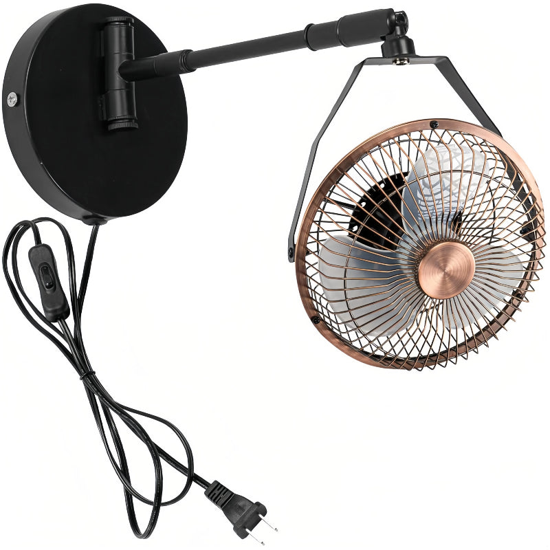 Kiven Small Wall Mount Swivel Fan with Flexible Arm, Modern Wall Mount Fans 7 Inch Wall fans with 5.9ft Plug in Cord, Vintage Ceiling Fans for Bathroom Kitchen Office