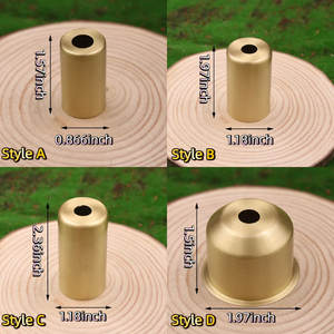 Brass lamp cups: Styles A, B, C, and D with dimensions, anti-oxidation finish, for G9/E27/E14/E40 lamp holders, DIY lighting.