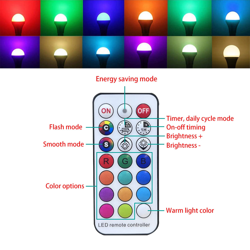 RGB LED track pendant light remote control with color options, flash mode, and brightness control.