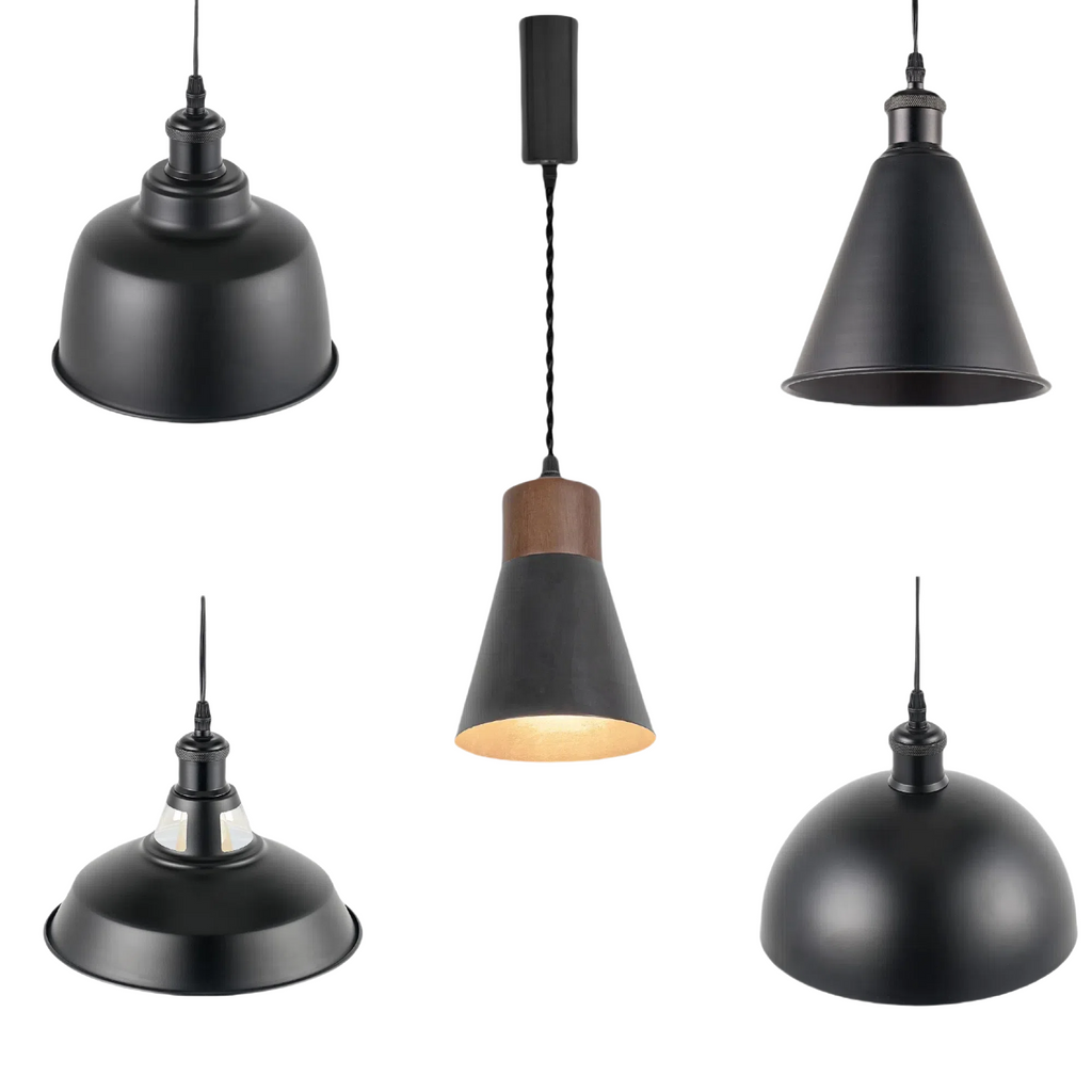 H-Type Track System Kit with Industrial Style Pendant Lights, Adjustable Wiring, and Accessories