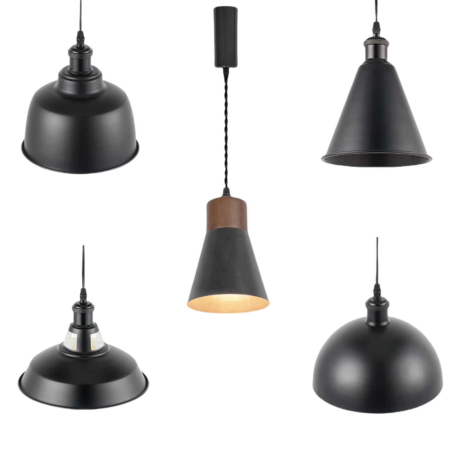 H-Type Track System Kit with Industrial Style Pendant Lights, Adjustable Wiring, and Accessories