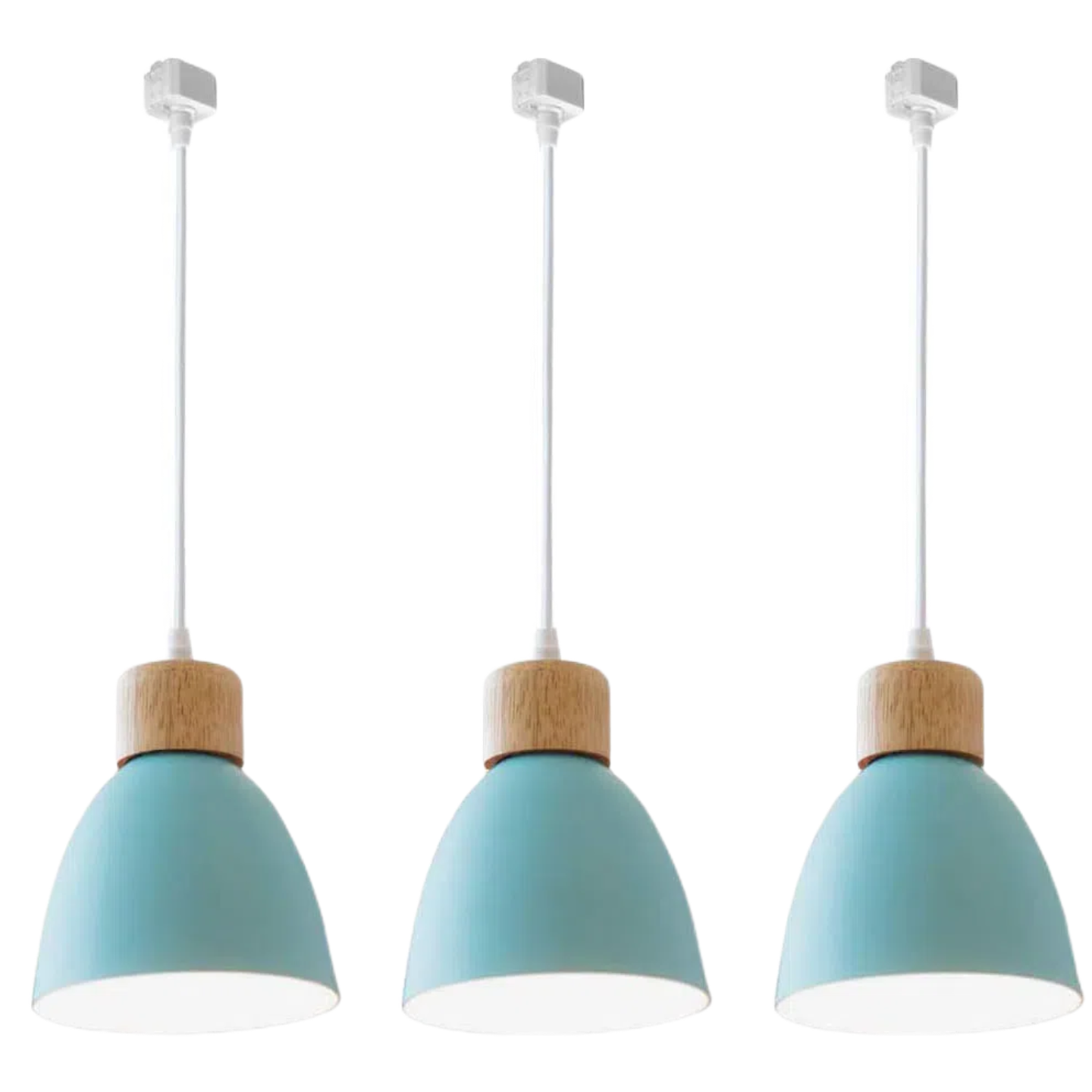 Kiven 3-Lights H-Type Track Pendant Lights, Dimmable Track Mount Pendant Lighting Fixtures White/Blue Macaron Aluminum Shade Adjustable Height (Bulb & Track Rail NOT included)