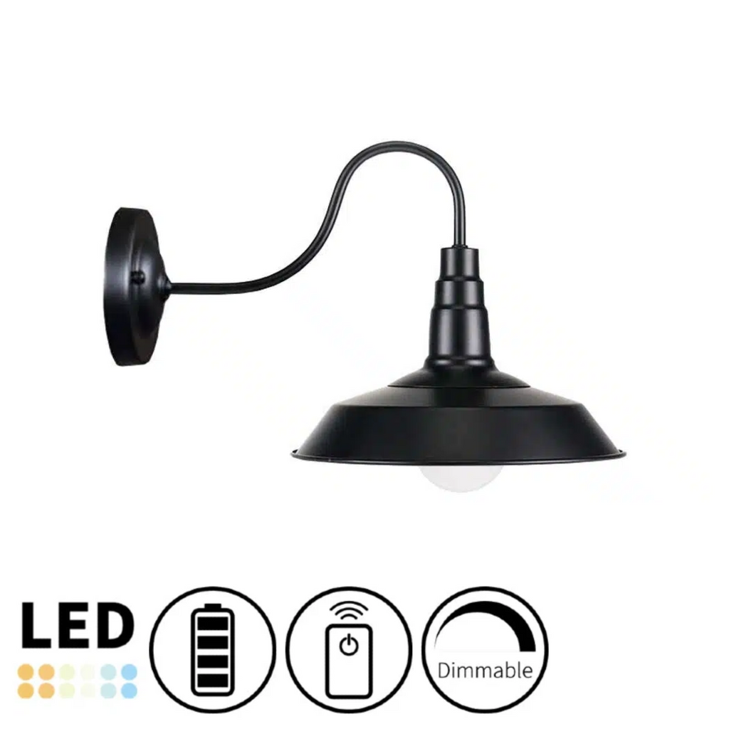 Battery Operated Wireless Wall Sconce LED Dimmable Remote White Shade