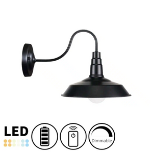 Battery Operated Wireless Wall Sconce LED Dimmable Remote White Shade