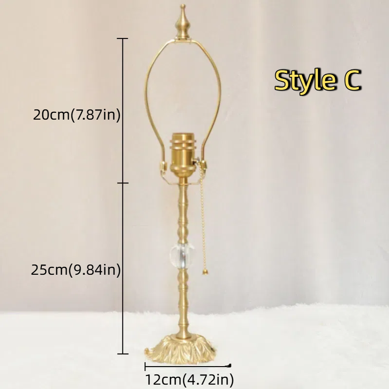 Vintage Brass Tassel Table Lamp Post: Retro Design with Lamp Head & Horn Frame, Dimmable Switch + Plug - in Power Cord