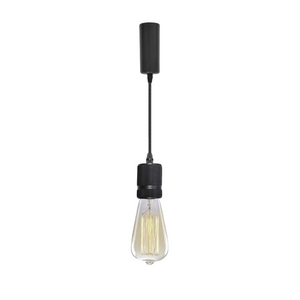 Industrial track lighting pendant with a vintage Edison bulb and black finish, perfect for kitchen or dining table.