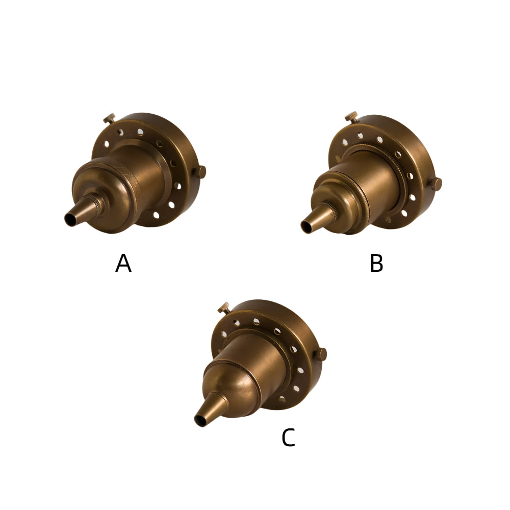 Kiven E26 Brass Lamp Holder Vintage Industrial Light Socket for DIY Lighting Projects Snap Ring Insert Lampshade 2 Pack