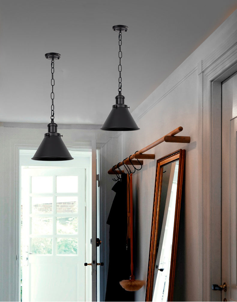 Black metal pendant lights, iron chain, vintage-style lighting, perfect for modern spaces. Rechargeable LED, remote control.