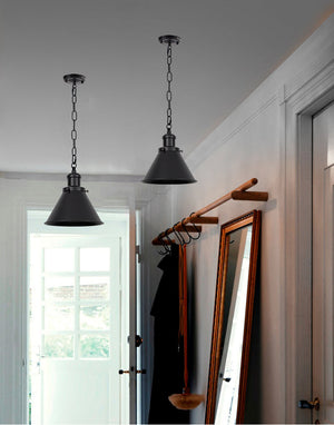 Black metal pendant lights, iron chain, vintage-style lighting, perfect for modern spaces. Rechargeable LED, remote control.