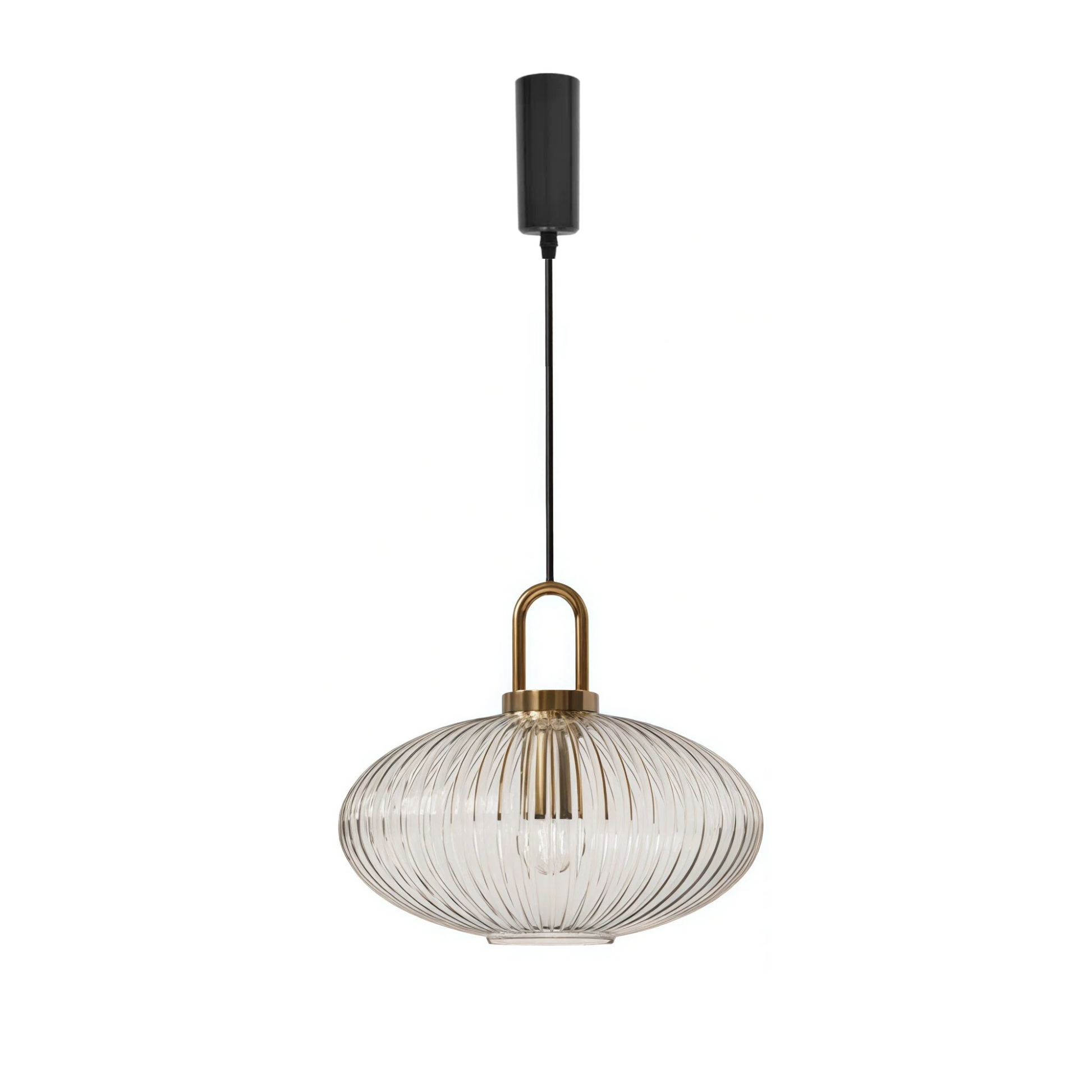 Kiven Vintage Industrial H Type Pendant Light with Clear Ribbed Glass Shade and U-Shape Handle, for Kitchen Island & Bar