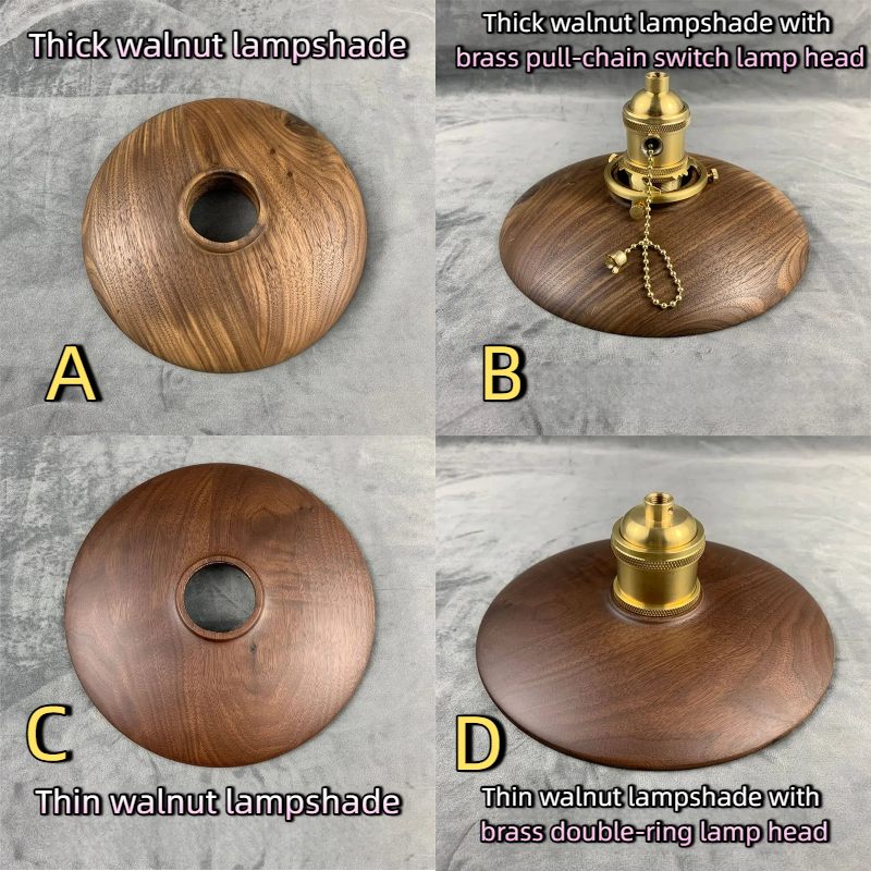 DIY Creative Solid Wood Lampshade: Handmade Black Walnut for Ceiling, Pendant, Wall & Table Lamps, Retro Lighting Accessory