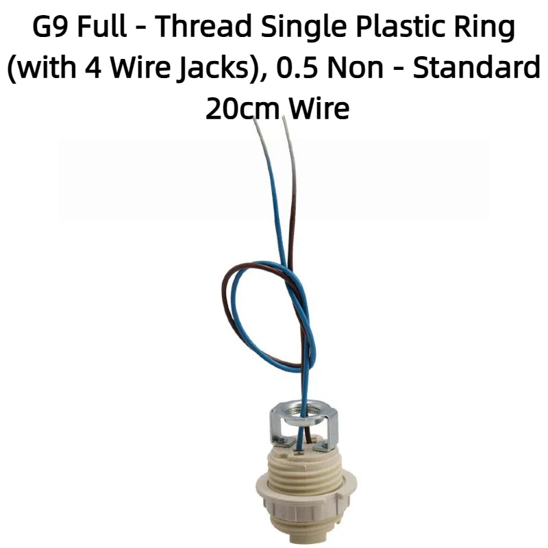 Kiven G9 Full-Thread Smooth Ceramic Lamp Holder with Wire for Chandeliers & Crystal Lights, Aging-Tested, LED Lighting Accessory