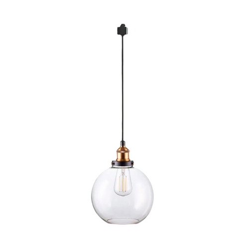 Modern track pendant light with crystal glass globe lampshade and customizable features.