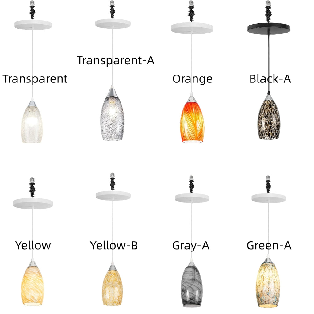 Kiven Instant Light Conversion Kit pendant lights in diverse colors, E26 adapter, farmhouse style kitchen lighting.