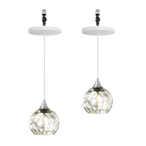 Kiven Instant Light Conversion Kit for 4/5/6 inch Hole,Green Glass Farmhouse Lighting Recessed Can Light Conversion Kit to Pendant with E26 Screw-in Adapter for Kitchen Island Living