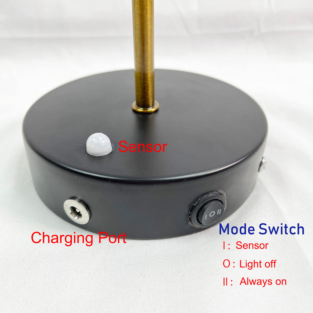 Modern Industrial Motion Sensor Wall Sconce - Rechargeable Battery Operated Wall Light with Edison Bulb