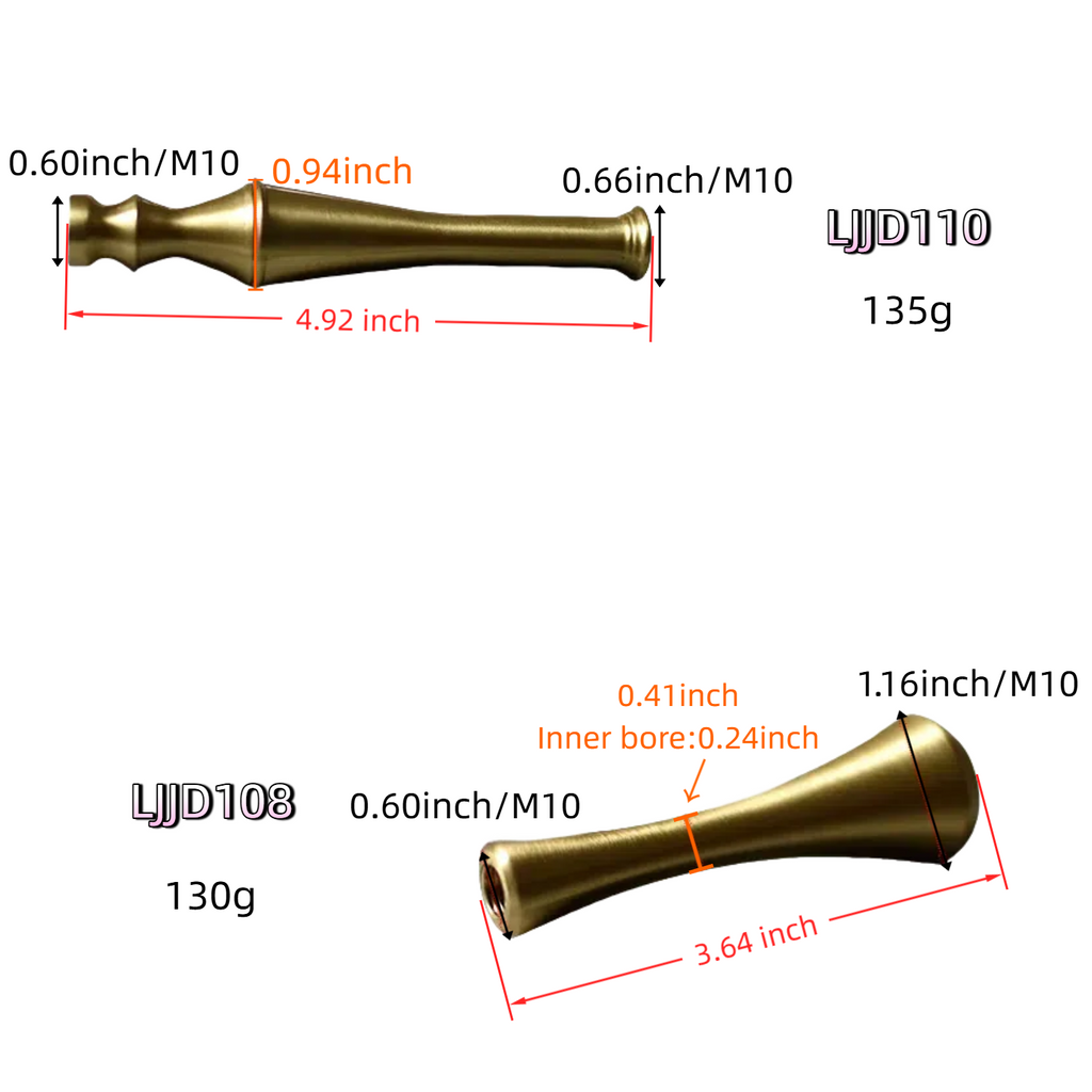 Kiven Brass Turned Bohemian Decorative Rod – M10 Threaded End Caps for French Table & Floor Lamp DIY Assembly (Indoor Use)