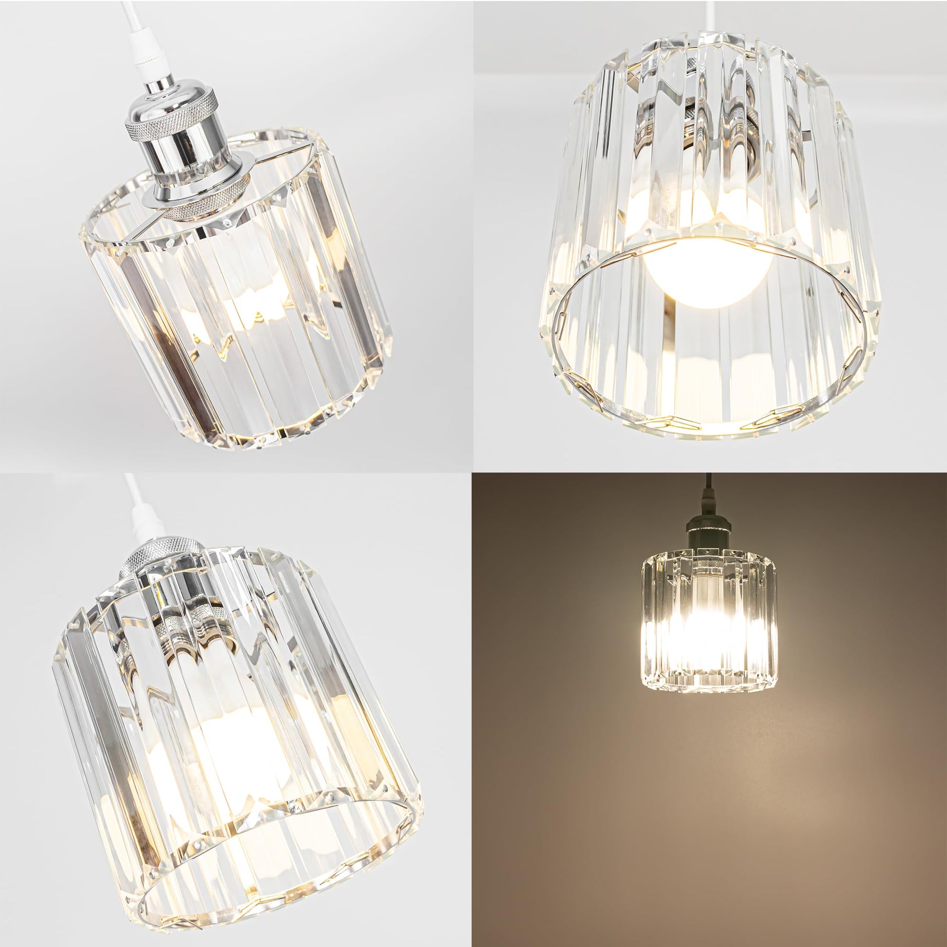 Kiven Can Lights Retrofit Recessed Lighting with E26 Power Outlet Adapter, 4/5/6 Inch 3-Light Replacement Conversion Kit, Farmhouse Crystal Pendant Lighting for Bedroom Hallway Kitchen, Black Finish