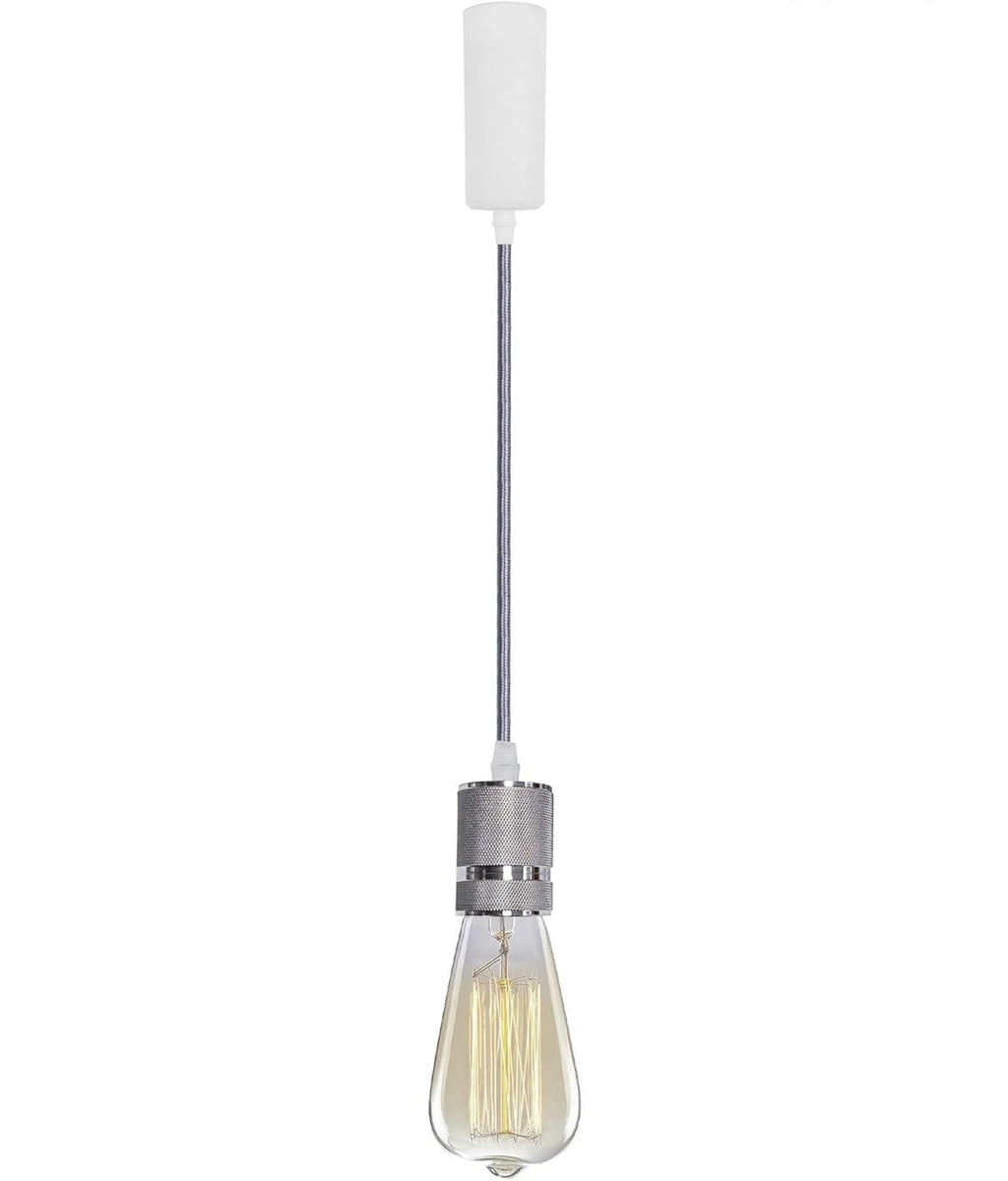 Industrial retractable pendant light with Edison bulb. Track lighting for kitchen and dining table by Kiven Lighting.