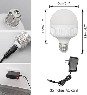 LED bulb and charger details for Kiven Cordless Table Lamp, showcasing dimensions and 35-inch AC cord.