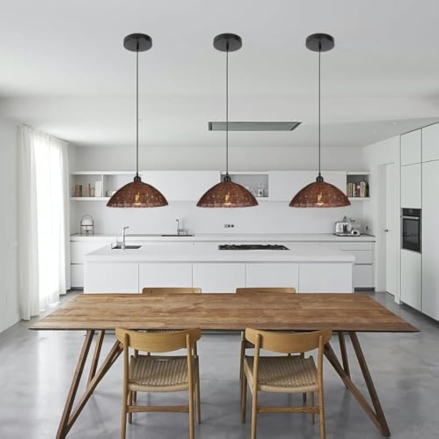 Kiven Instant Light Conversion Kit for 4/5/6inch Hole,Rattan Farmhouse Lighting Recessed Can Light Conversion Kit to Pendant with E26 Screw-in Adapter for Kitchen Island Living Hallway