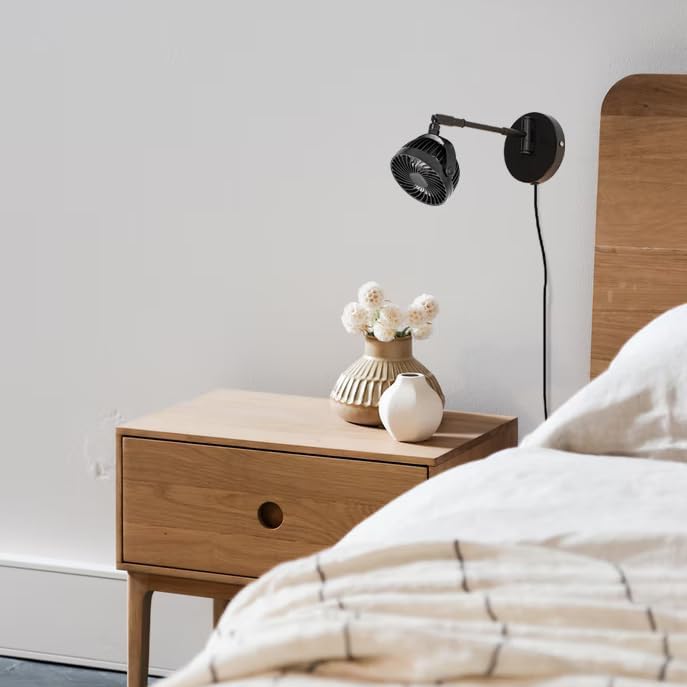 Kiven Small Wall Mount Swivel Fan with Flexible Arm, Modern Wall Mount Fans 4 Inch Wall fans with 5.9ft Plug in Cord, Vintage Ceiling Fans for Bathroom Kitchen Office