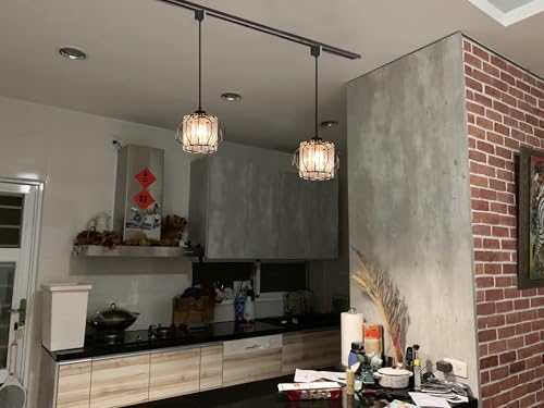 Kiven H-Type Track Lighting Pendants, h Track Pendant Lights with Crystal Lampshade,Modern Decorative Track Lighting Fixture for Kitchen Hallway Restaurant Island Lighting