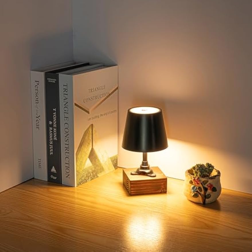 Kiven Cordless Table Lamp,Set of 2 Dimmable Bedside Lamps for Nightstand with 3 Colors Mode, Farmhouse Rechargeable Desk Lamps for Reading Home Decor Bedside TD1037