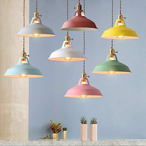 Kiven Iron Pendant Light with 15ft Plug-in UL On/Off Dimmer Switch Cord Ice Ocean Lampshade Light Twist Switch Fixtures Nordic Minimalist Loft Style for Dining Room Bulbs Not Included