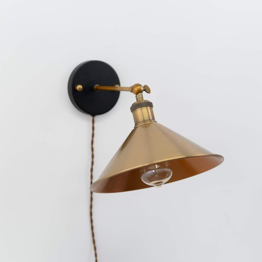 4-Pack 10.2" Industrial Vintage Metal Bulb Guard Iron Gold Cone Shade E26 Base DIY Light Shade Decorative Replacement Lamp Shade for Pendant Light Table Lamp Wall lamp Wall Sconce