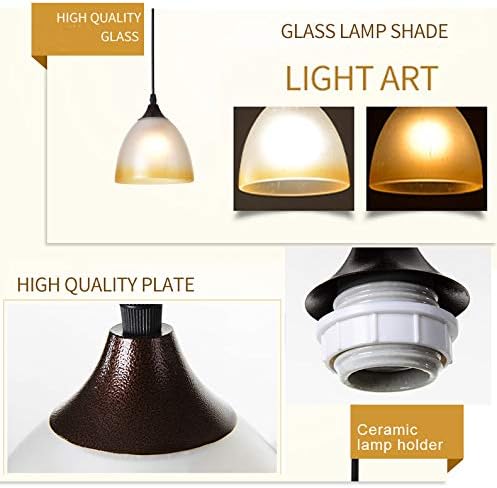 Adjustable Height Halo Track Lighting Pendants, 4 Ft Cord, H-Type Track Pendant Lights 3-Pack Retro Caramel Glass, Rust Stoving Varnish E26 Smart LED Edison Bulbs Track Mount for Kitchen Island