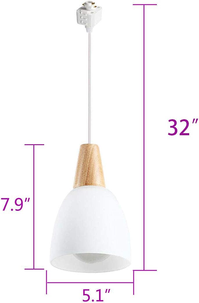 Kiven 3-Light H-Type Track Mount Pendant Fixtures for The Kitchen Counter and bar Track Lighting Pendants Modern Wood and Matte Glass, Bulb not Included ,32 inches