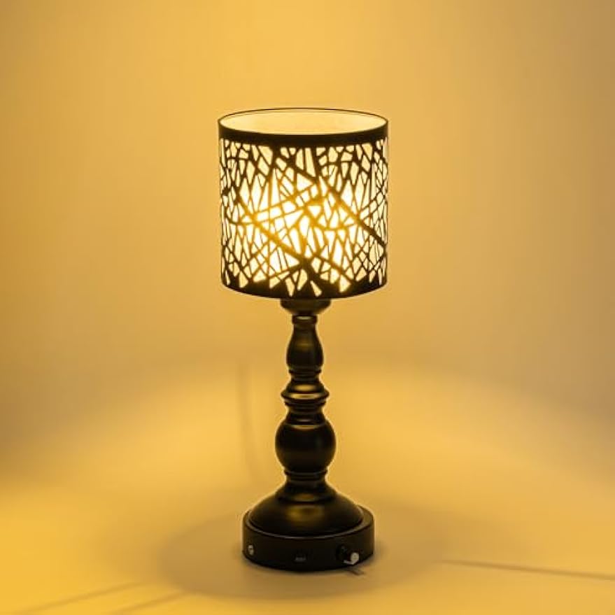 Kiven Cordless Table Lamp,Dimmable Rustic Farmhouse Bedside Desk Lamps with Metal Lampshade,2700K Warm White, Rechargeable Nightstand Lamp for Office Home Decor Bedside DZ0478
