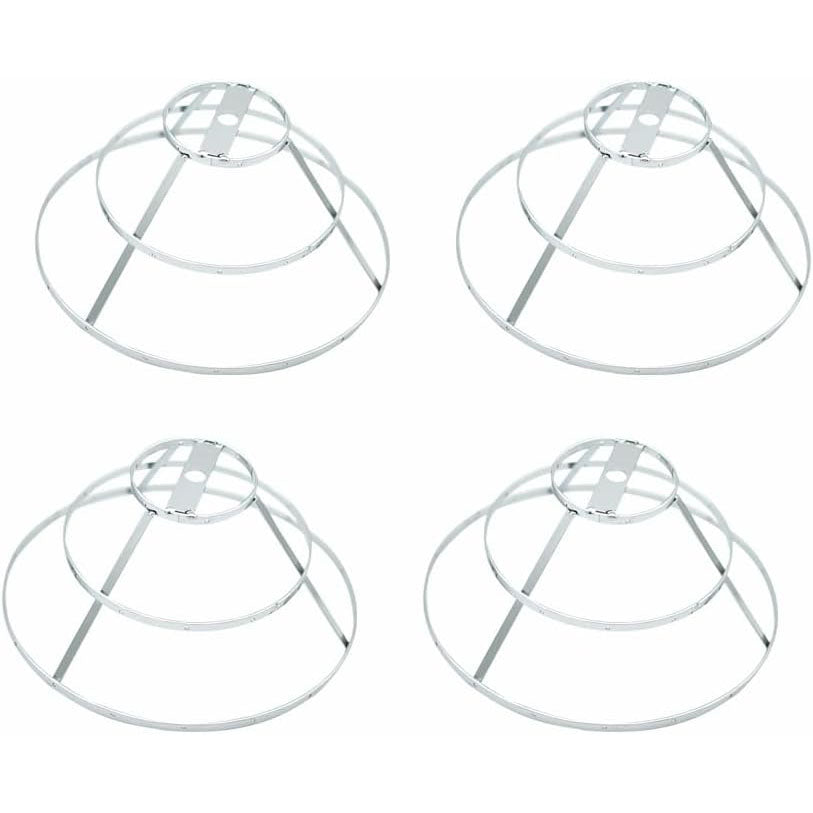 Kiven 4 Pcs Silver Modern Three Tier Metal Frame Lampshade For Crystal Table Lamp Shell Accent Lighting Hanging Crystal Chandelier Bracket Home Decor