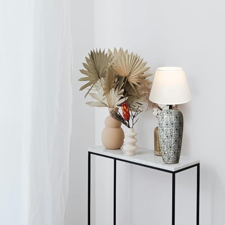 Kiven Cordless Table Lamp, Dimmable LED Vase Lamps with Fabric Lampshade, Classic Cottage Ambient Light, 1-Light Rechargeable Nightstand Lamp for Office Bookcase Bedside TD1015A