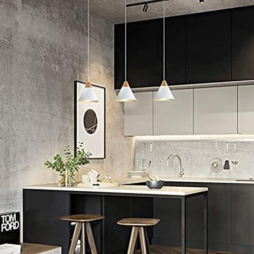 Kiven H-Type Track Lighting Fixture, 1-Light Track Pendant Light with φ8.6 White Lampshade, Adjustable Length Track Light Pedant for Bedroom Kitchen Home Lighting