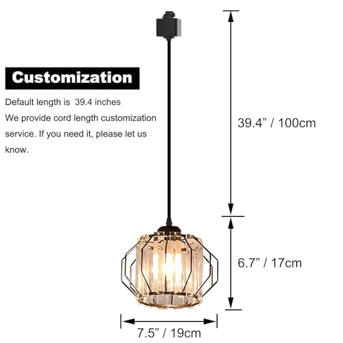 Kiven H-Type Track Lighting Pendants, h Track Pendant Lights with Crystal Lampshade,Modern Decorative Track Lighting Fixture for Kitchen Hallway Restaurant Island Lighting
