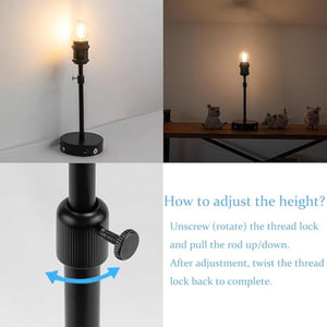 Kiven Battery Powered Table Lamp with Adjustable Height. Black metal, cordless nightstand lamp with easy height adjustment.